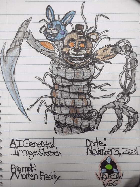 Molten Freddy (Based on an AI generated image) [November 5, 2021]