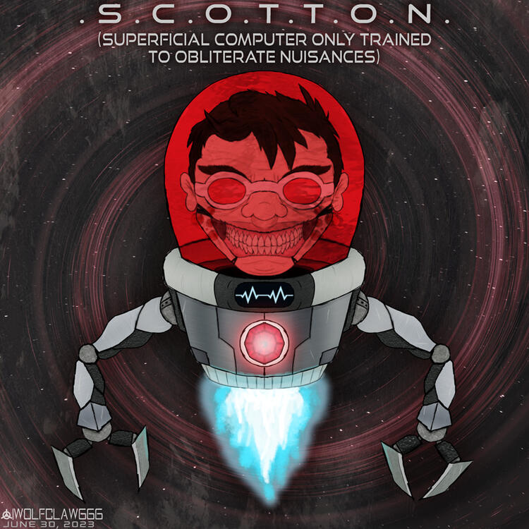 SCOTTON (Superficial Computer Only Trained To Obliterate Nuisances) (Freddy In Space 2 fan art) [June 30, 2023]